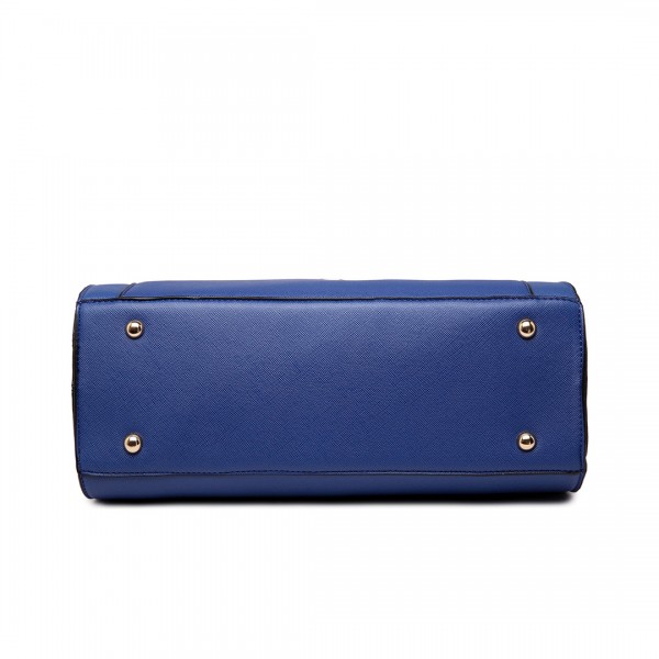 LT1650 - Miss Lulu Textured Leather Look Square Pocket Shoulder Handbag Navy LT1650 - Miss Lulu Textured Leather Look Square Pocket Shoulder Handbag Navy